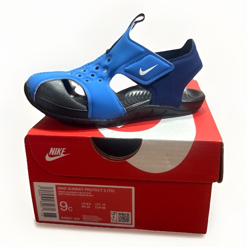 Nike Toddler Boys Closed Toe Sandals Size 9 Blue Black Lightweight Quick Drying